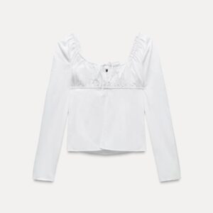 Blusa blanca lazos manga larga