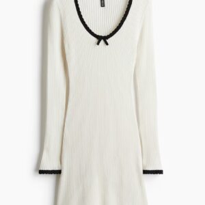 Vestido en punto lazo mangas largas H&M